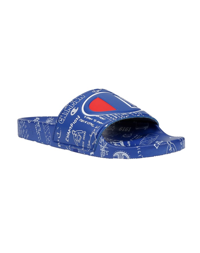 Champion Mens Slides NZ - Ipo Doodle Blue ( 5980-YPQKW )